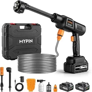 MYPIN Hidrolimpiadora a Batería 600 PSI, 21V, con 2 Baterías y Manguera de 5 m